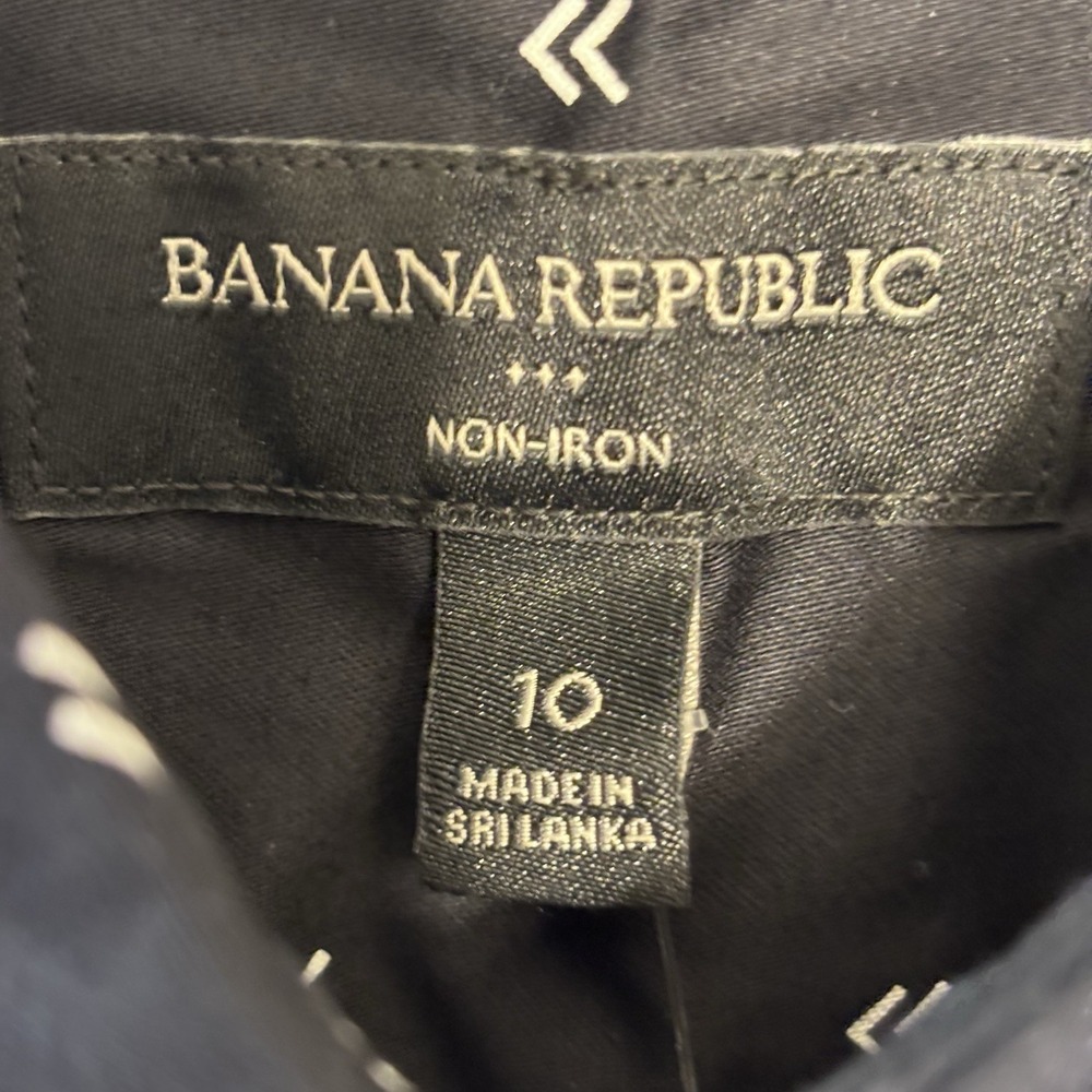 Banana Republic Women's Size 10 Parker Shirt White Black Button Up Long Sleeve - Picture 4 of 8